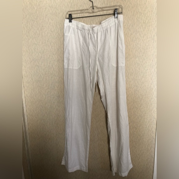 Merona Pants - Merona Women's White Linen Pants Drawstring Waist Front Pockets Size Medium